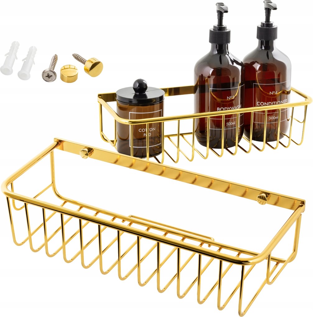 Arany fürdőszobai polc zuhany alá lógó fali kosár Awd interior