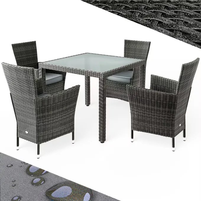 Deuba Berlin 1+4 kerti rattan bútor szett - szürke/antracit