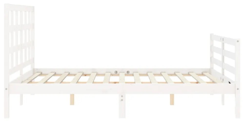 vidaXL fehér tömör fa ágykeret fejtámlával 160 x 200 cm