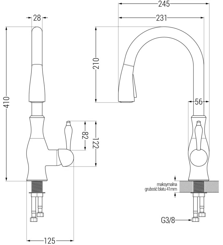 Mexen Matias, 1,5 kamrás gránit mosogató 900x505x200 mm és Savita mosogató csaptelep, fekete-ezüst metál, 6502-73-672601-70-B