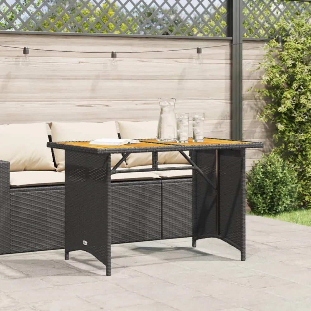 fekete polyrattan falapos kerti asztal 110 x 68 x 70 cm
