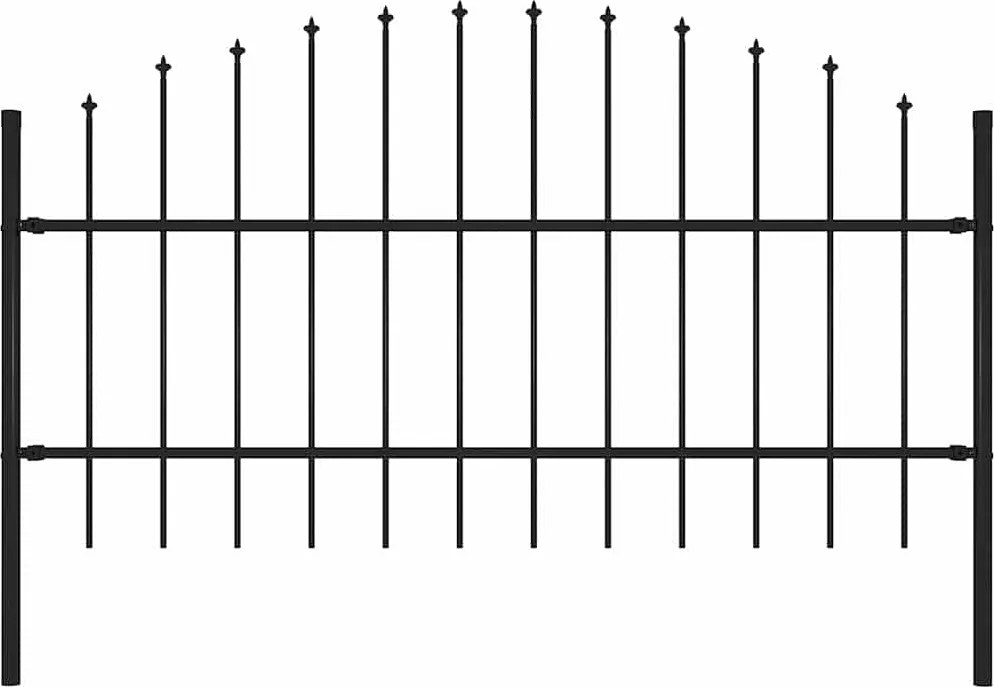 vidaXL fekete acél kerti kerítés lándzsás tetejű 170 x 100 cm