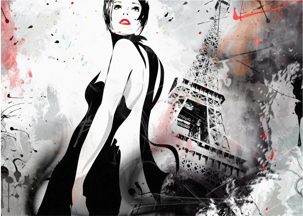 Kép - A hölgy és az Eiffel-torony (üvegen) (70x50 cm)