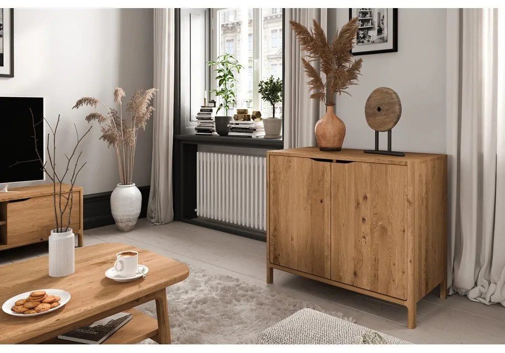 Natúr színű tölgyfa szekrény 95x80 cm Twig – The Beds