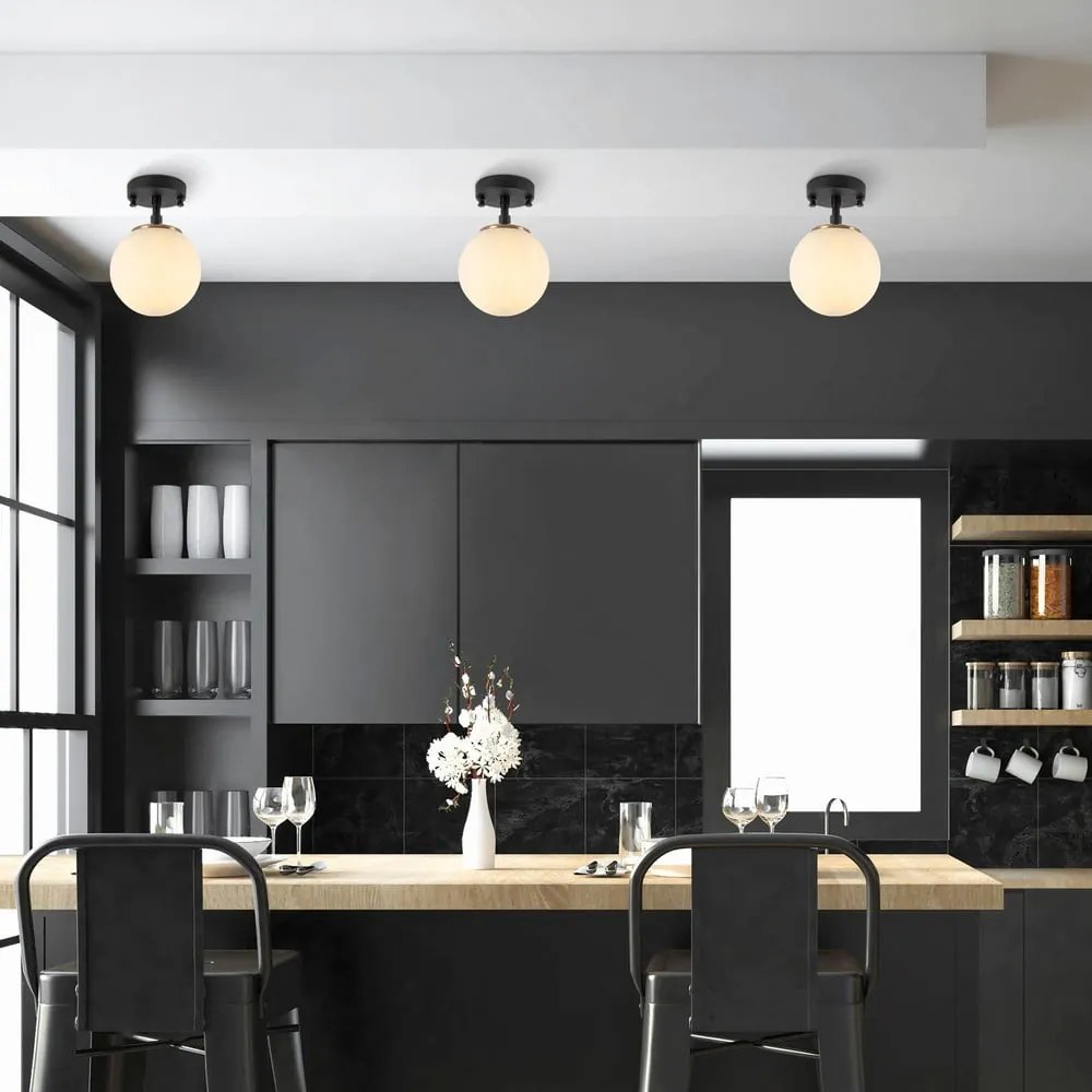 Fekete-fehér mennyezeti lámpa üveg búrával ø 15 cm Atmaca – Opviq lights