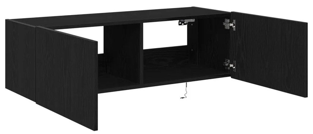 TV Falióra LED világítással Fekete Tölgy 100x35x31 cm