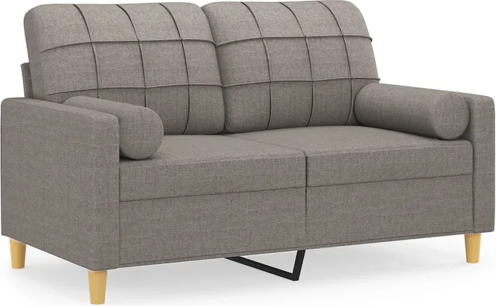 vidaXL 2 személyes tópszínű szövet kanapé díszpárnákkal 120 cm