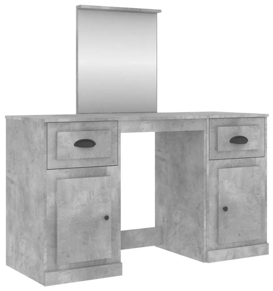 betonszürke fésülködőasztal tükörrel 130 x 50 x 132,5 cm