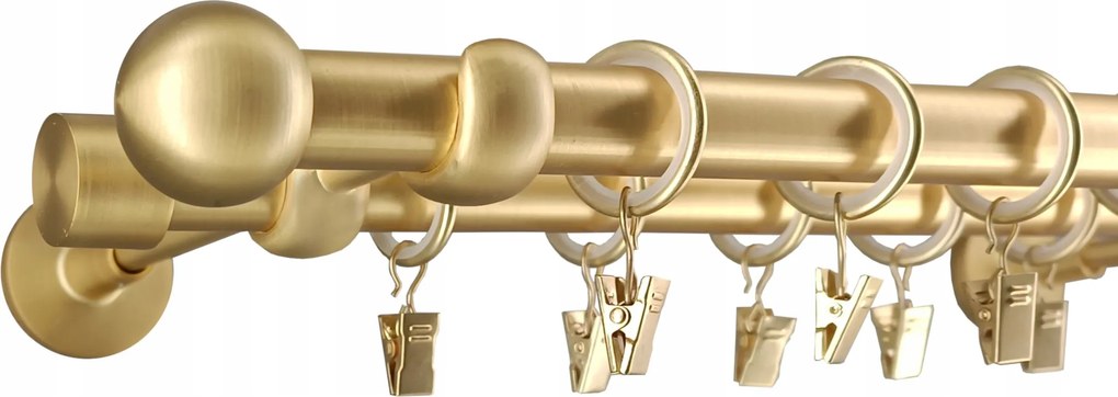 Függönykarnis Dupla 19+19mm Arany Matt 120cm Golyó