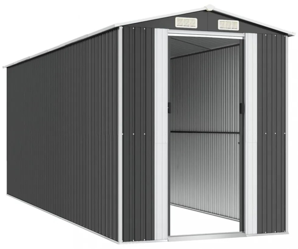 antracitszürke horganyzott acél kerti fészer 192 x 523 x 223 cm