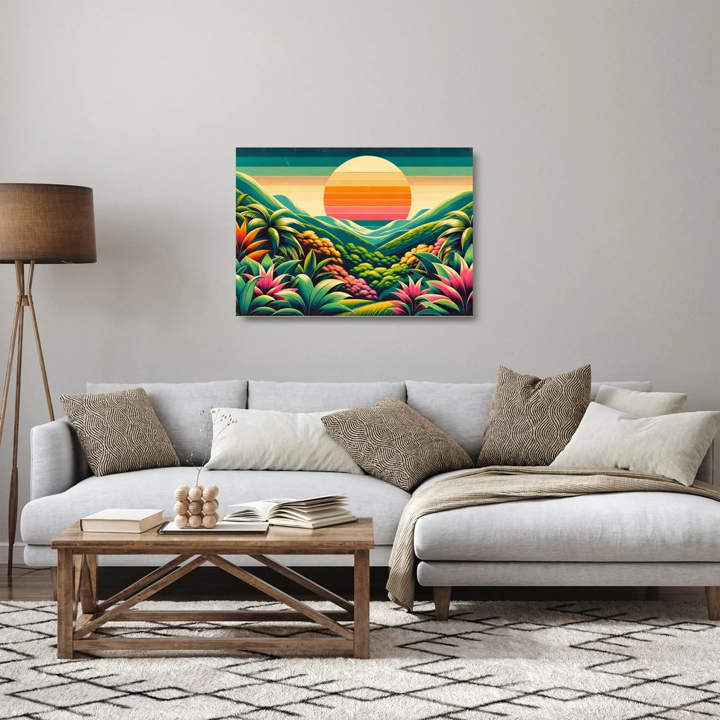 Üveg kép - Színes naplemente (70x50 cm)