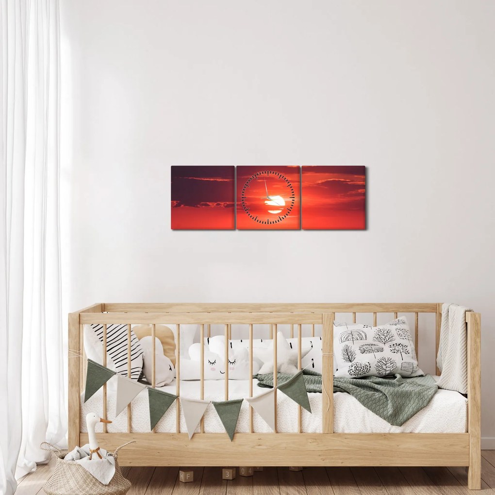 Színes nap képe (órával) (90x30 cm)