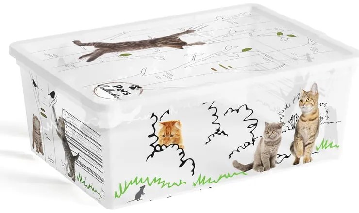 Fehér fedeles műanyag tárolódoboz 37x26x15 cm C Box Style – KIS