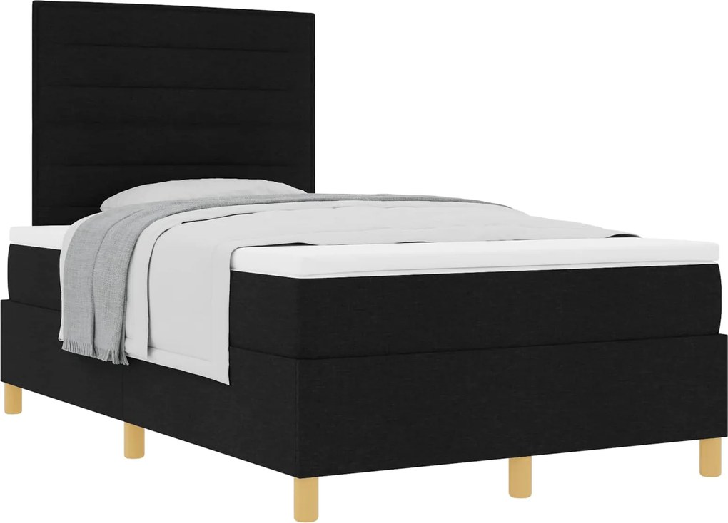 vidaXL Boxrugós ágy matracmal fejtámlával Fekete 120 x 200 cm szövet