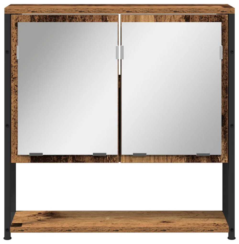 vidaXL Fürdőszoba bútor szett polcokkal ajtóval 3 pcs Öreg fa Faanyag