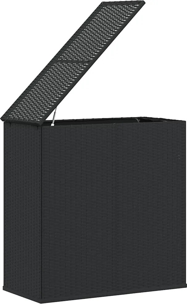 Fekete Polyrattan Kerti Párnatartó Doboz 100 X 49 X 103,5 Cm