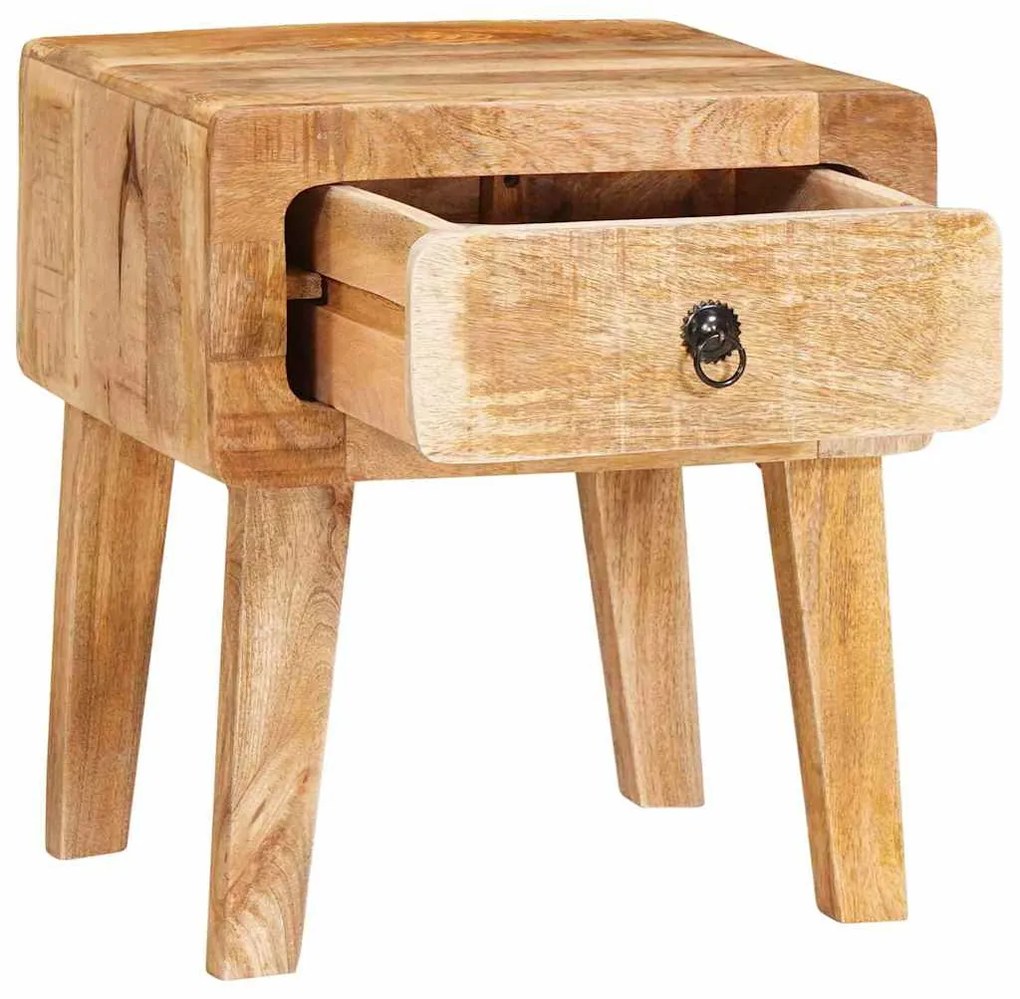 Végasztalok fiókkal ajtóval Barna 40 x 32 x 46 cm tömör mangófa
