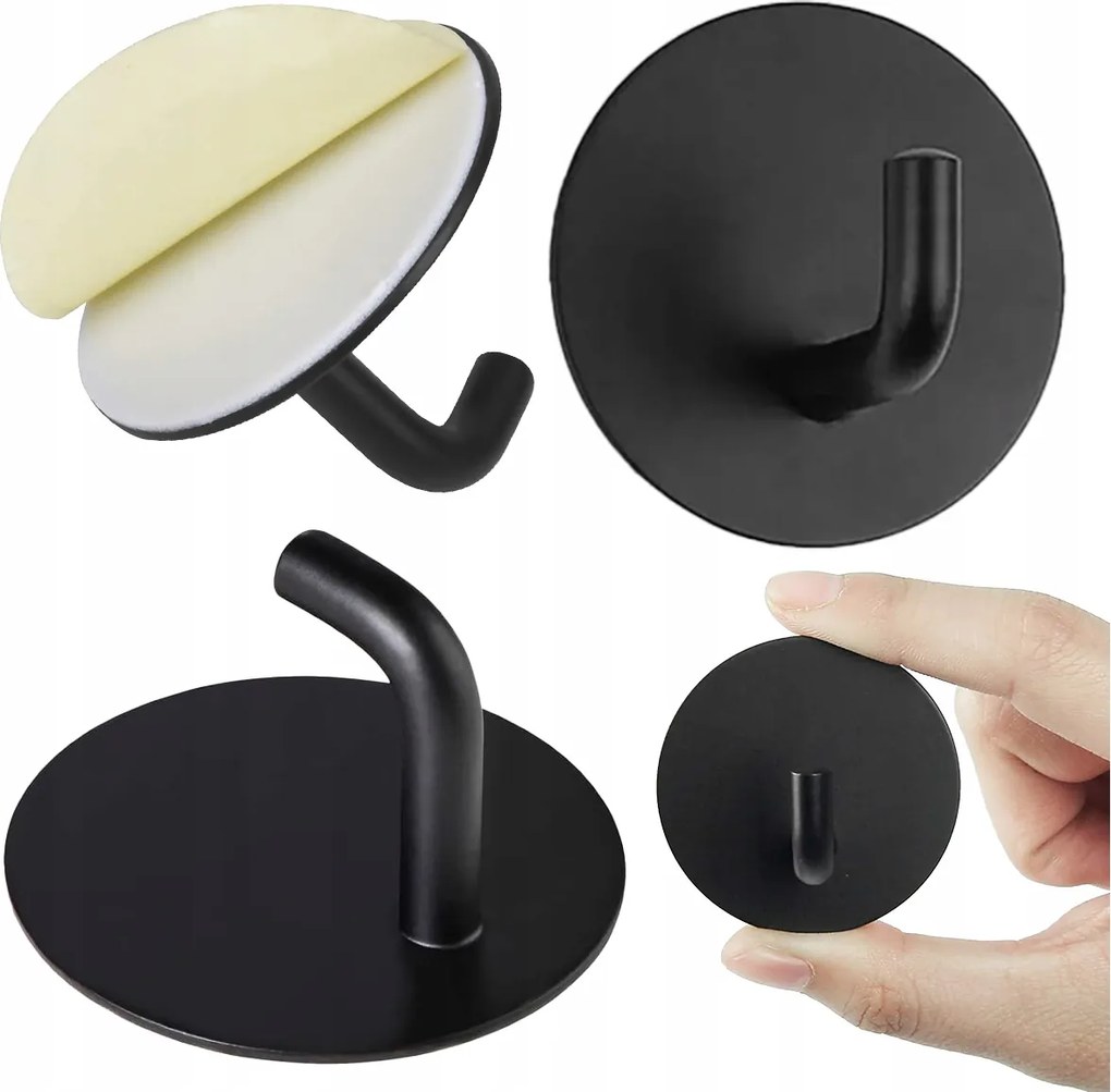 Fürdőszobai Öntapadós Törölköző Akasztó Univerzális, Non-invazív, Fekete