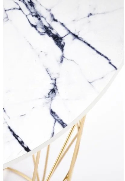 Kávésasztal HARISSA 41x42 cm arany/fehér márvány dekoráció