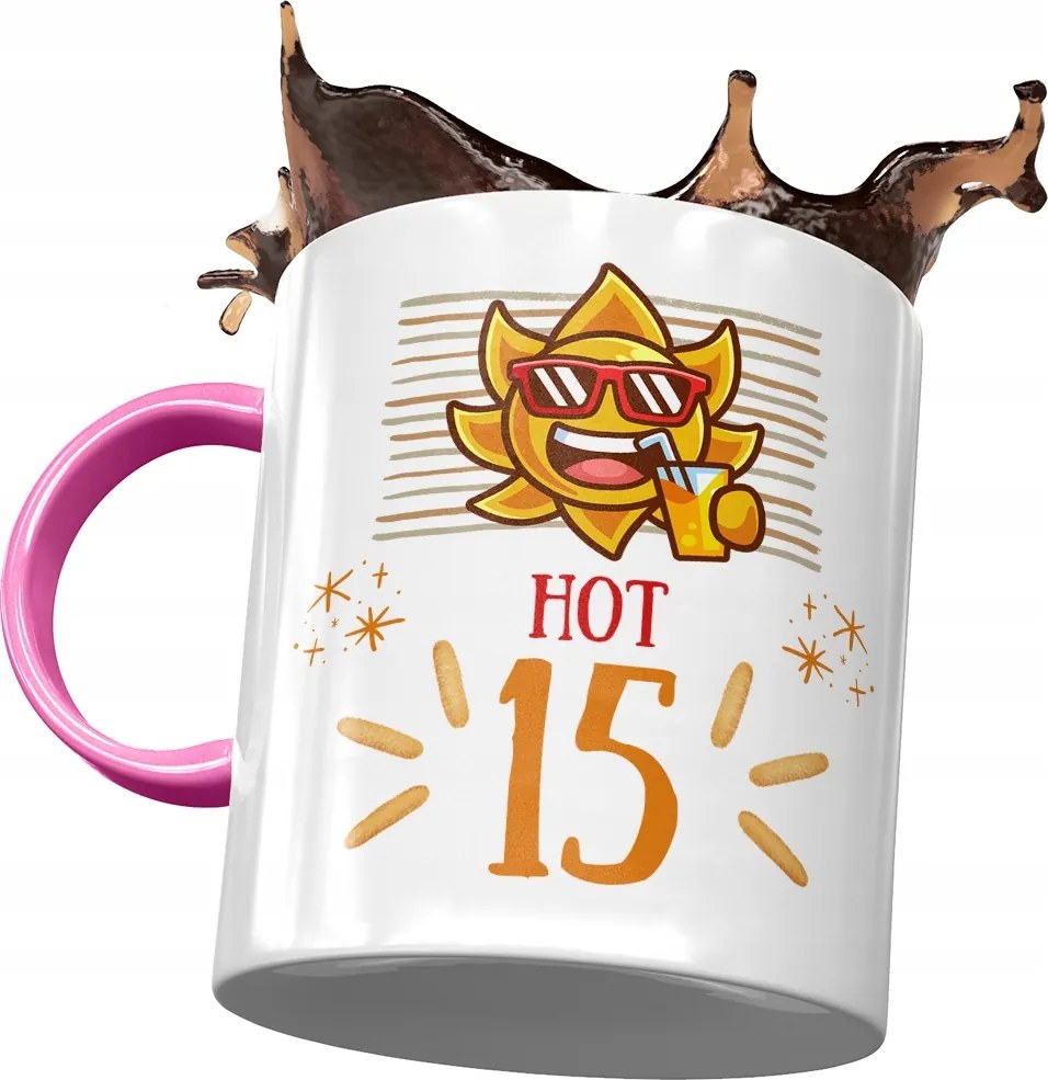 Rózsaszín Bögre Születésnapra 15 15. 15. Ajándék Nyomtatott Fotóval