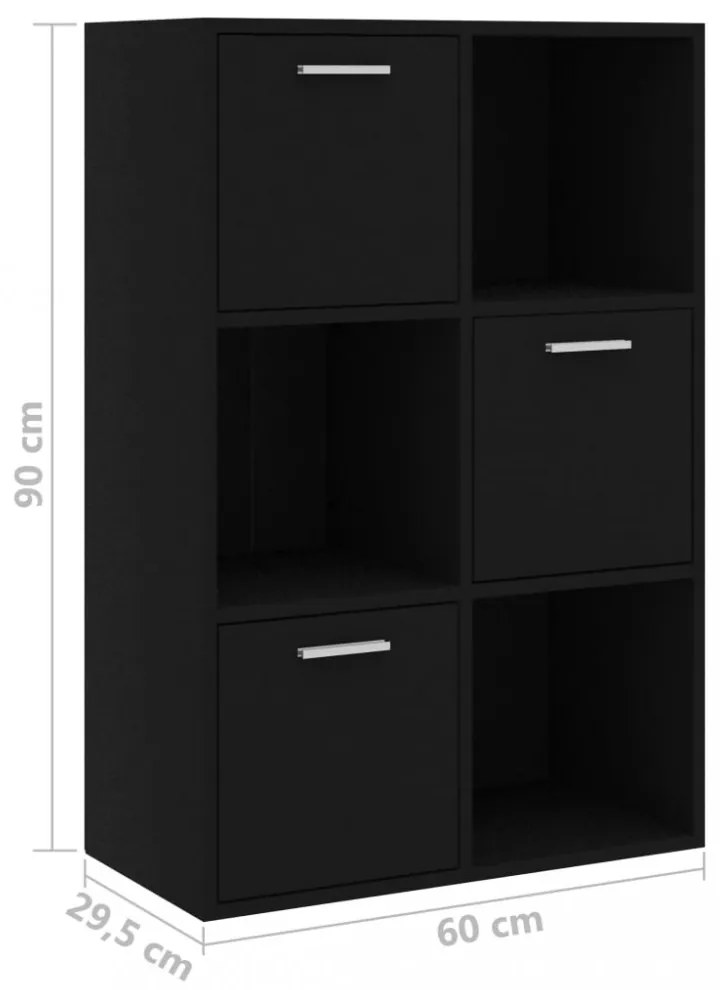 fekete szerelt fa tárolószekrény 60 x 29,5 x 90 cm
