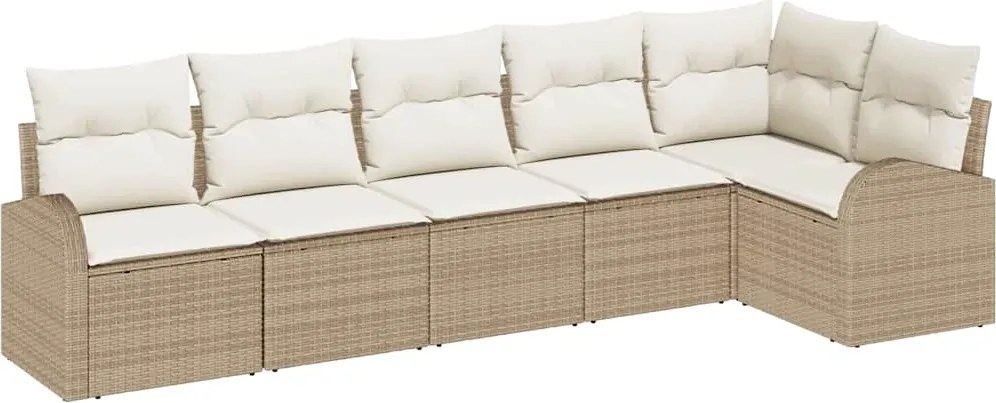vidaXL Kerti Kanapé Szett párnával 6 pcs Beige és Fehér polirattan