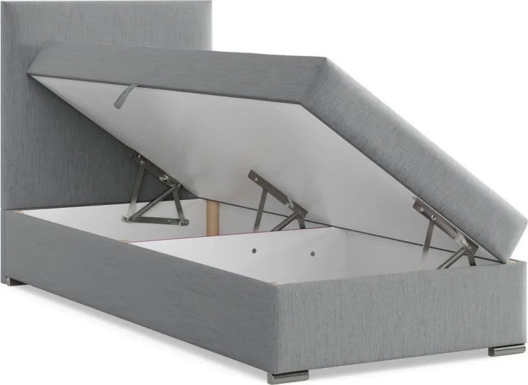 Agen egyszemélyes ágy, szövet, ágyneműtartóval, szürke