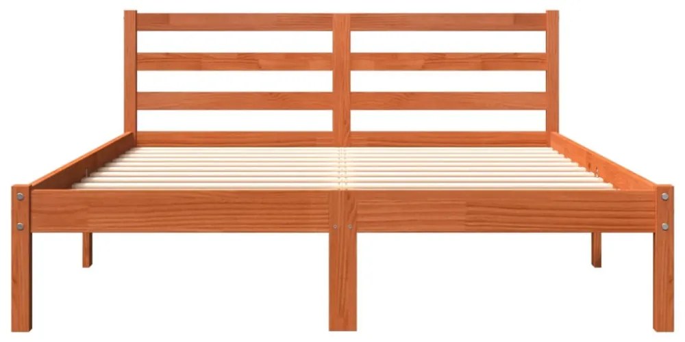 viaszbarna tömör fenyőfa ágy matrac nélkül 135 x 190 cm