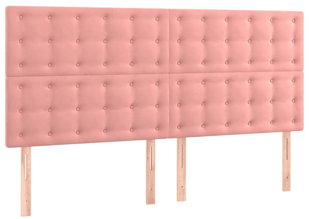 rózsaszín bársony LED-es fejtámla 180x5x118/128 cm