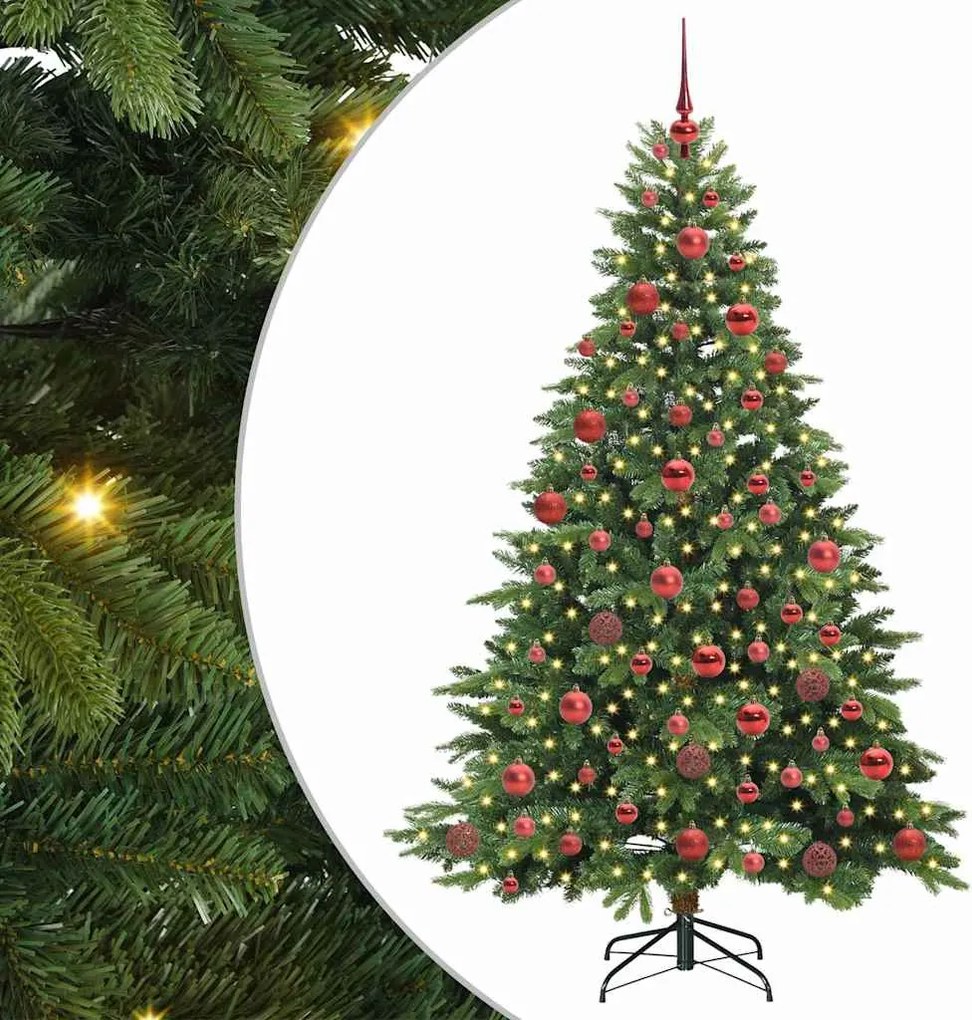 vidaXL Mű karácsonyfa 300 LED-del állvánnyal Zöld 180 cm PE és PVC