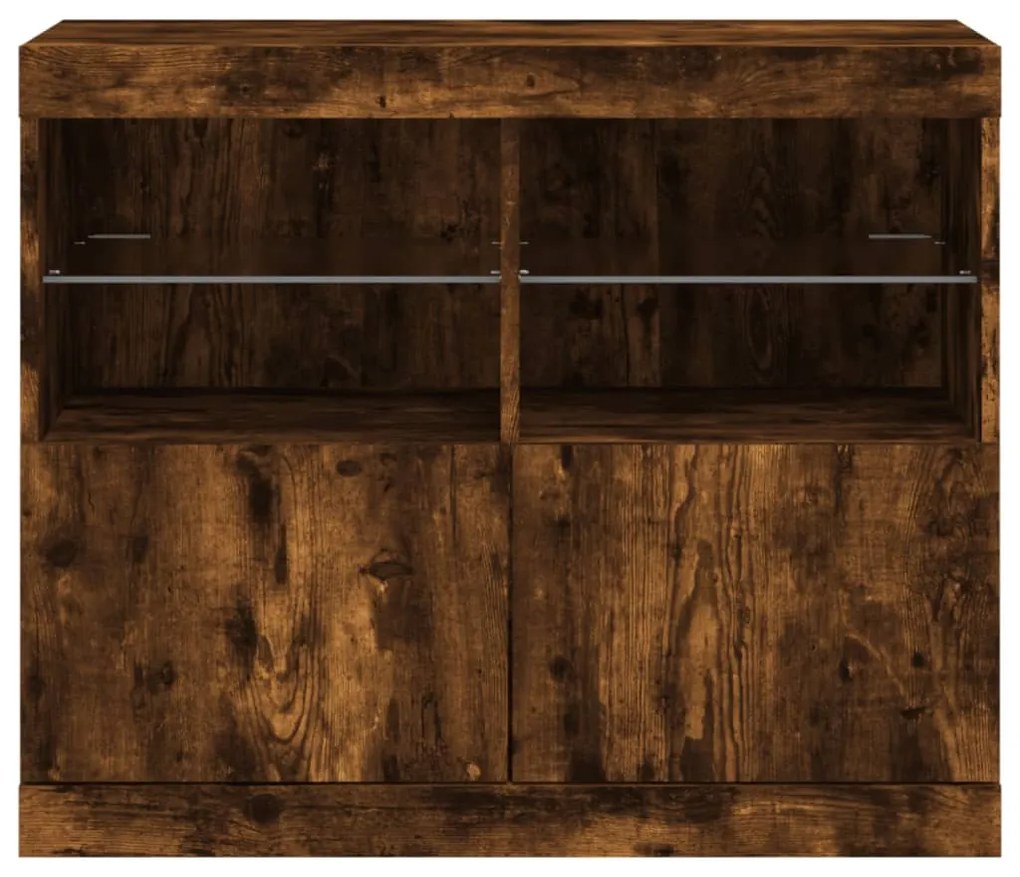 füstös tölgy színű tálalószekrény LED-ekkel 81 x 37 x 67 cm