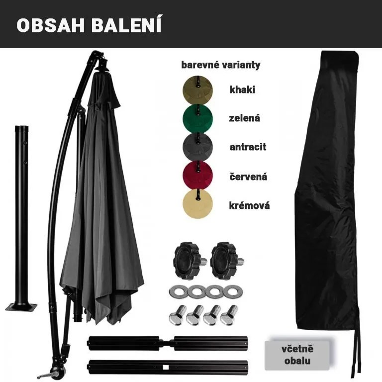 STILISTA Kerti napernyő fogantyúval LED 3  piros