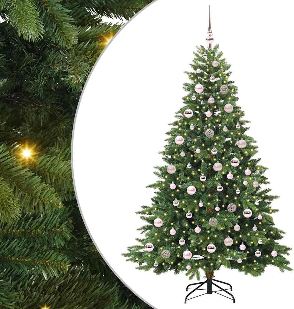 vidaXL Mű karácsonyfa 300 LED-del állvánnyal Zöld 180 cm PE és PVC