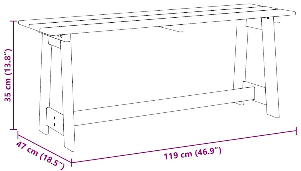 Kerti pad Barna 119 x 35 x 47 cm Tömör fenyőfa