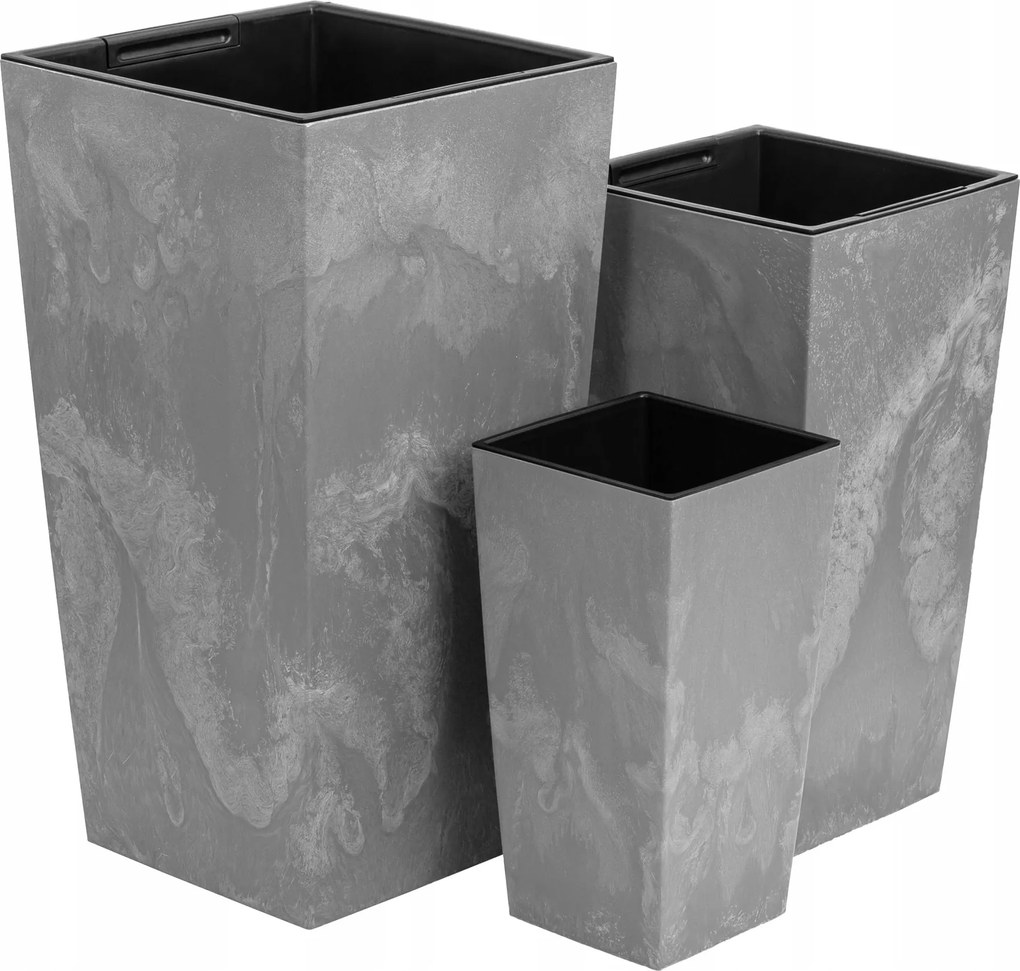 3 db-os virágtartó szett magas betonbetéttel 26,5 32,5 37,5cm