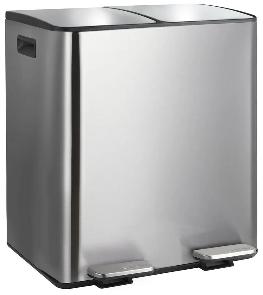 Matt ezüstszínű acél szelektív pedálos szemetes 2x20 l Aliya – Spirella