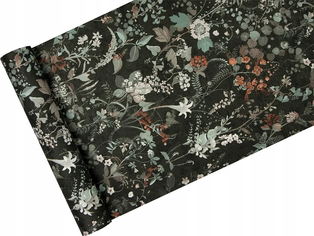 Skandináv tapéta gyógynövények apró ágak antracit