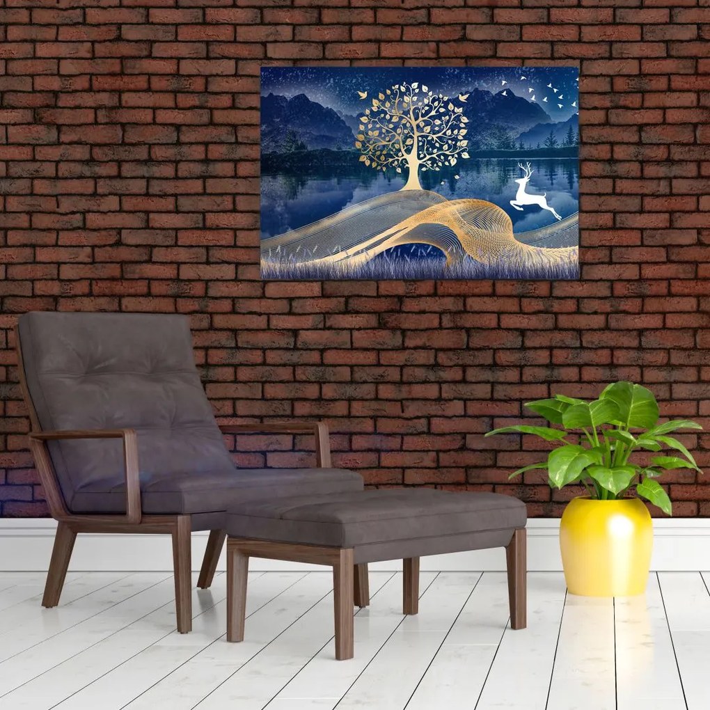 Szarvas képe teliholdkor (90x60 cm)