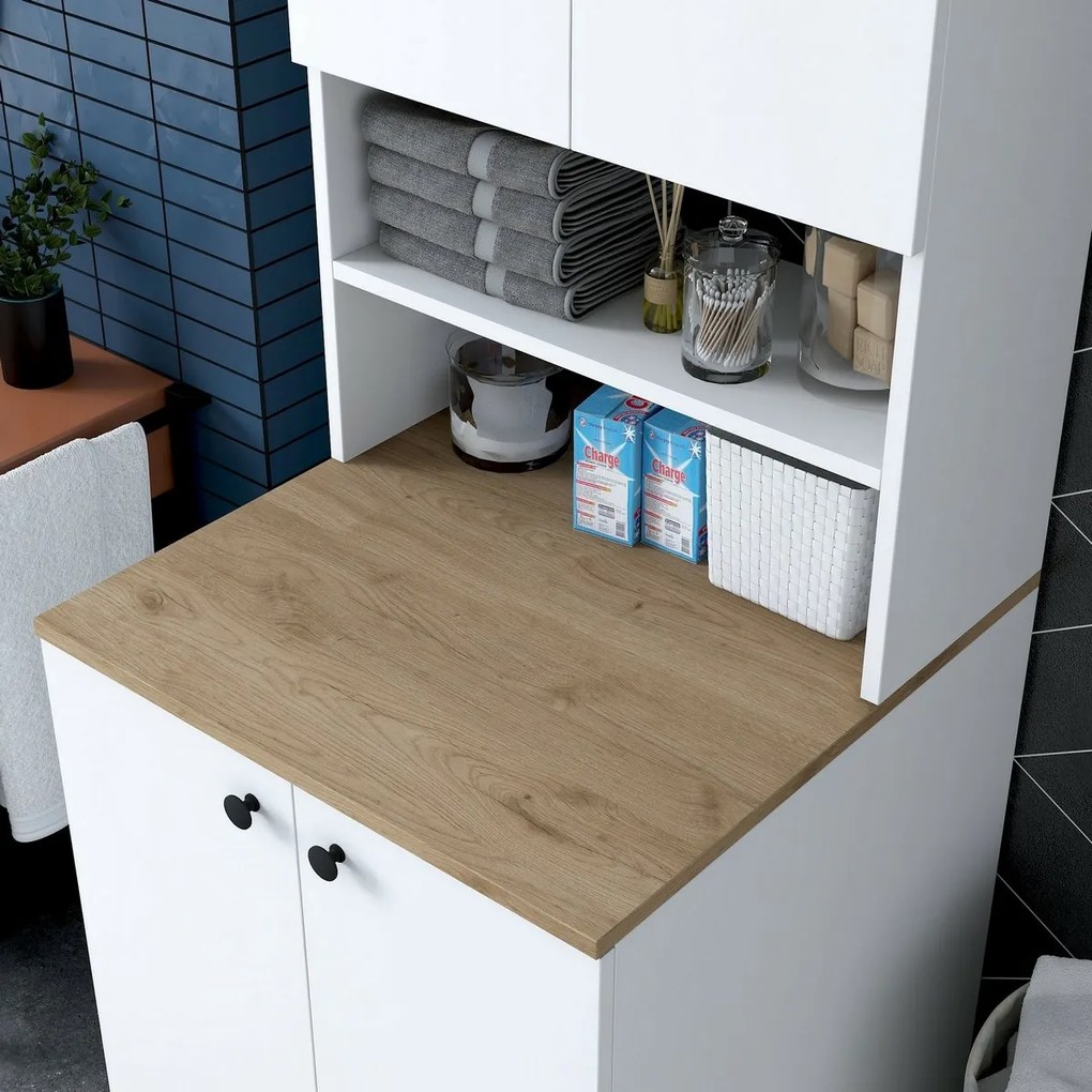 Szekrény a mosógép fölé Kira White and Walnut