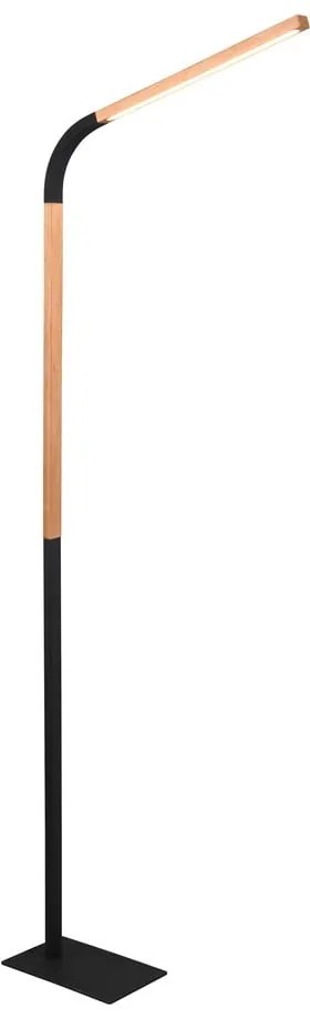 Fekete-natúr színű LED állólámpa fa búrával (magasság 169,5 cm) Norris – Trio