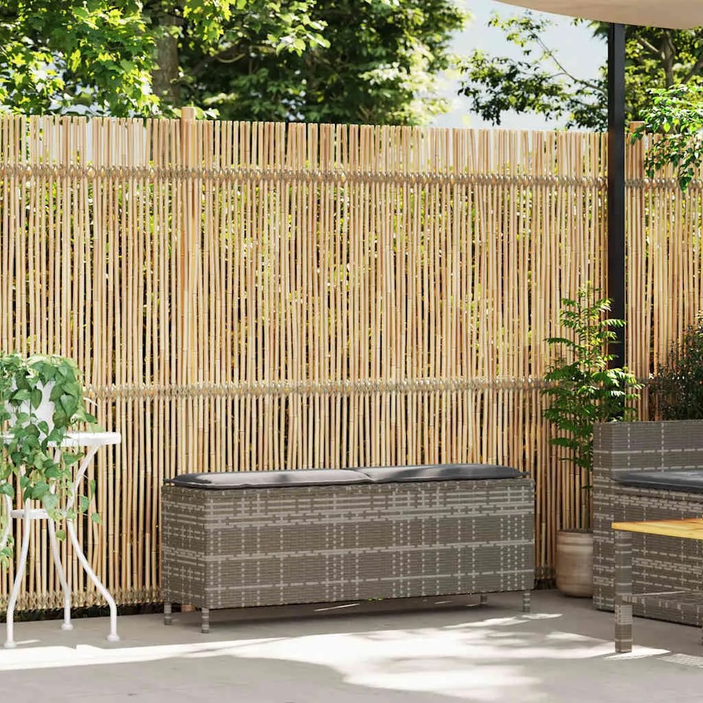 Barna polyrattan kerti pad párnával 110x30x40,5 cm