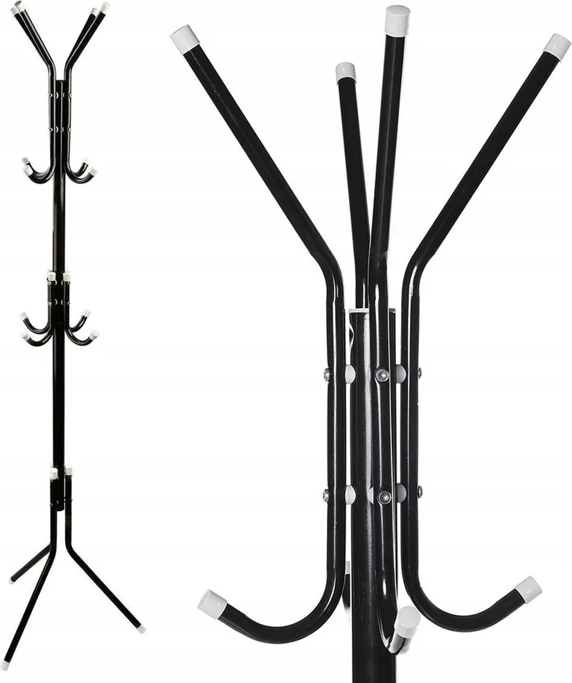 Álló Ruhaakasztó Padlóruházat Kampó Fekete Fehér