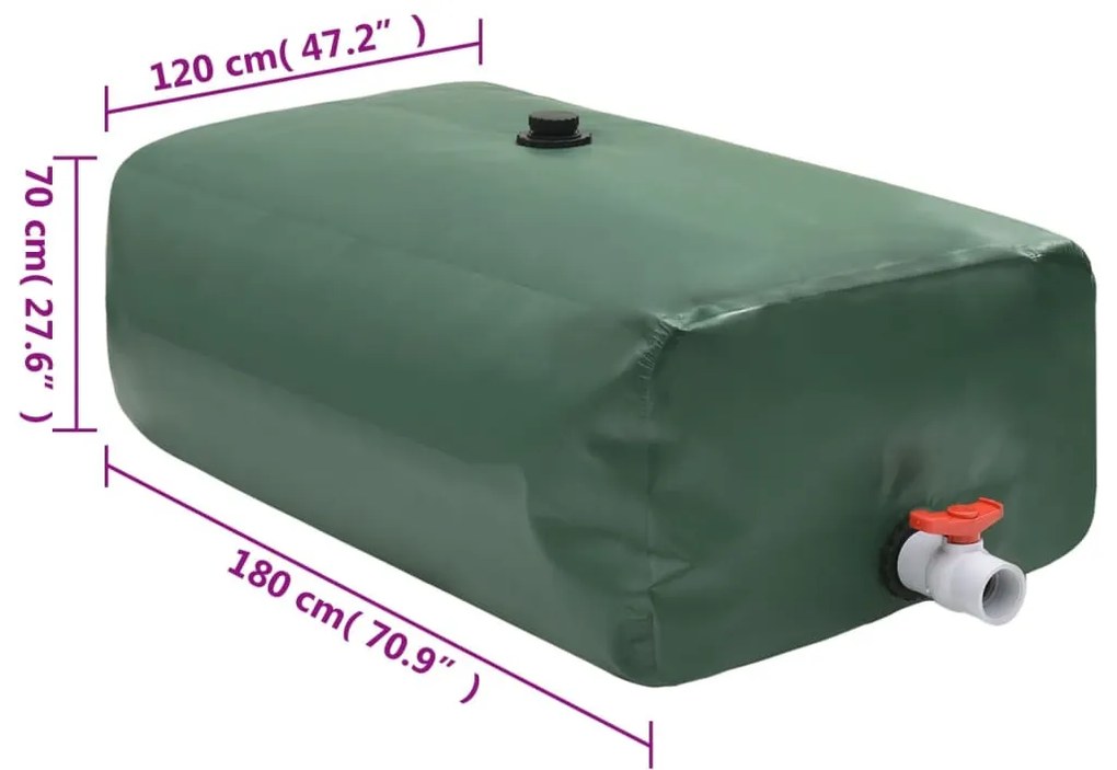 összecsukható PVC víztartály csappal 1500 L