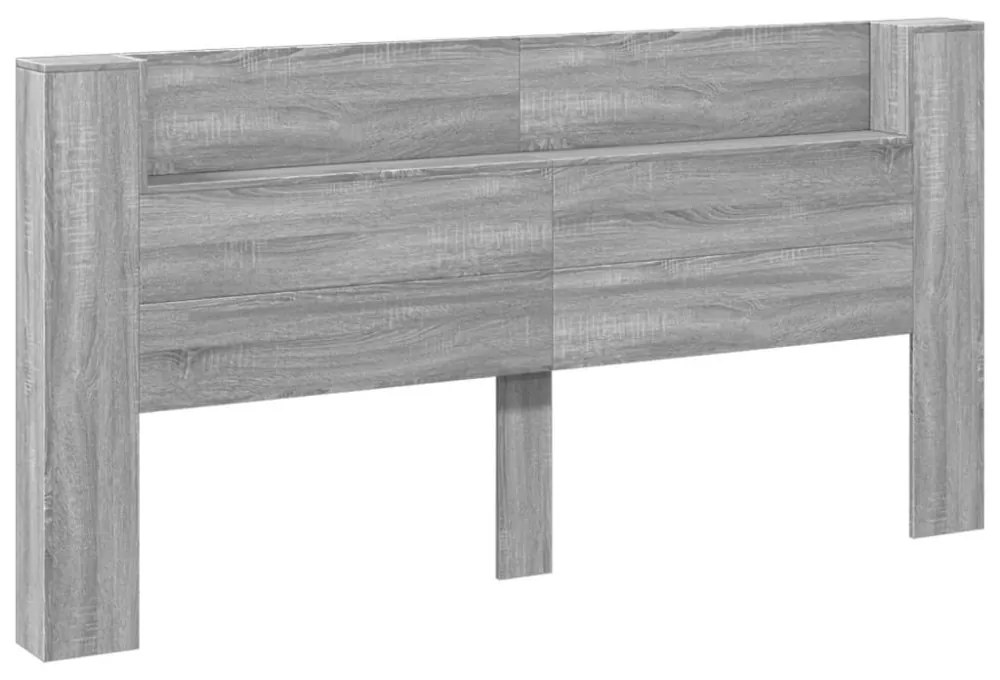 szürke sonoma színű áthidalószekrény LED-ekkel 200x16,5x103,5cm