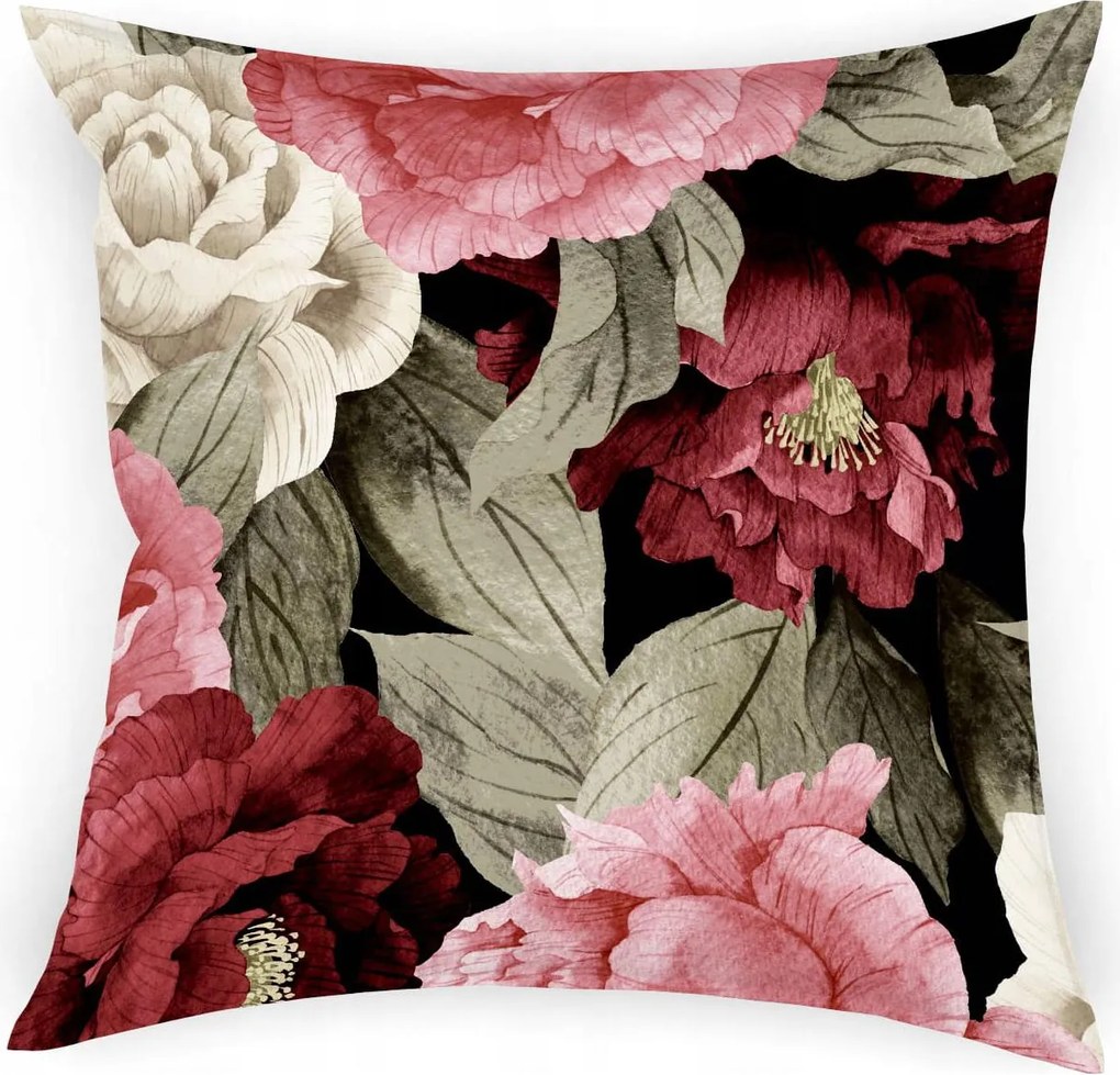 Párnahuzat 40x40 Párnahuzat Virágok Bordó Rózsaszín 7824