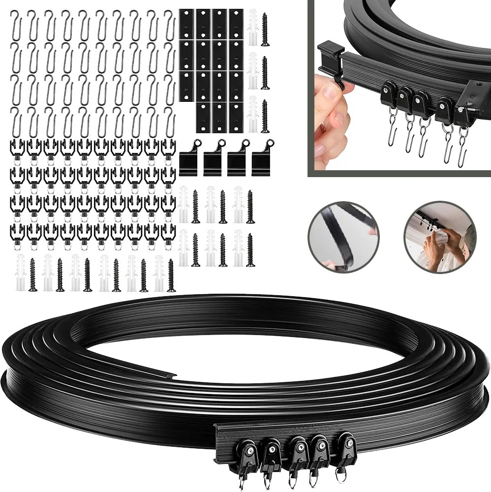 Függönykarnis Rugalmas mennyezetre vagy falra Függönysín 5m Hajlítható