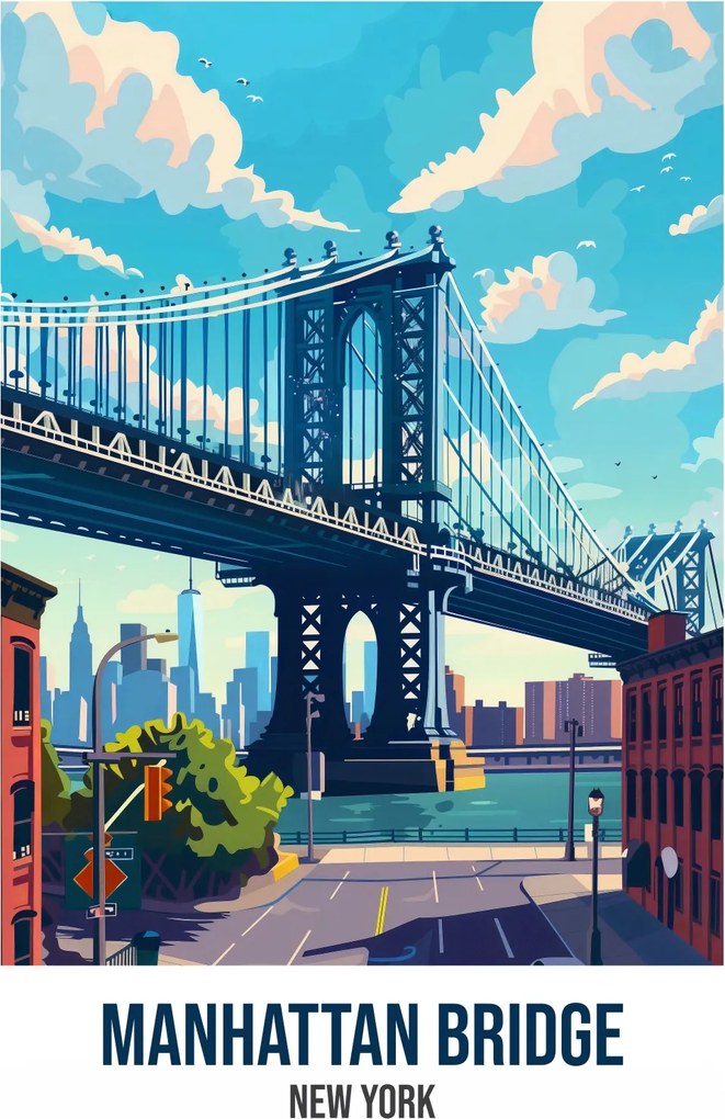 Poszter 40x60cm Manhattan Bridge, New York