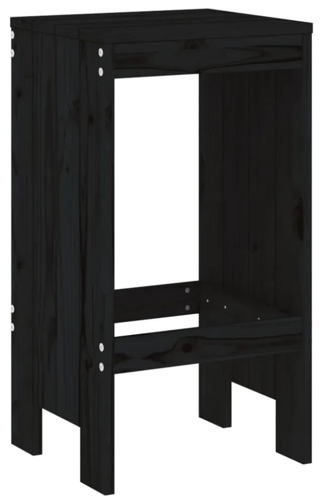 2 db fekete tömör fenyőfa bárszék 40x36x75 cm