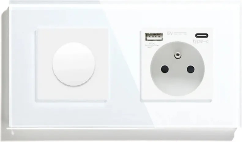 Klasszikus Mechanikus Fényerőszabályzó Forgó Kapcsoló Aljzat Usb A+c Qc 20W