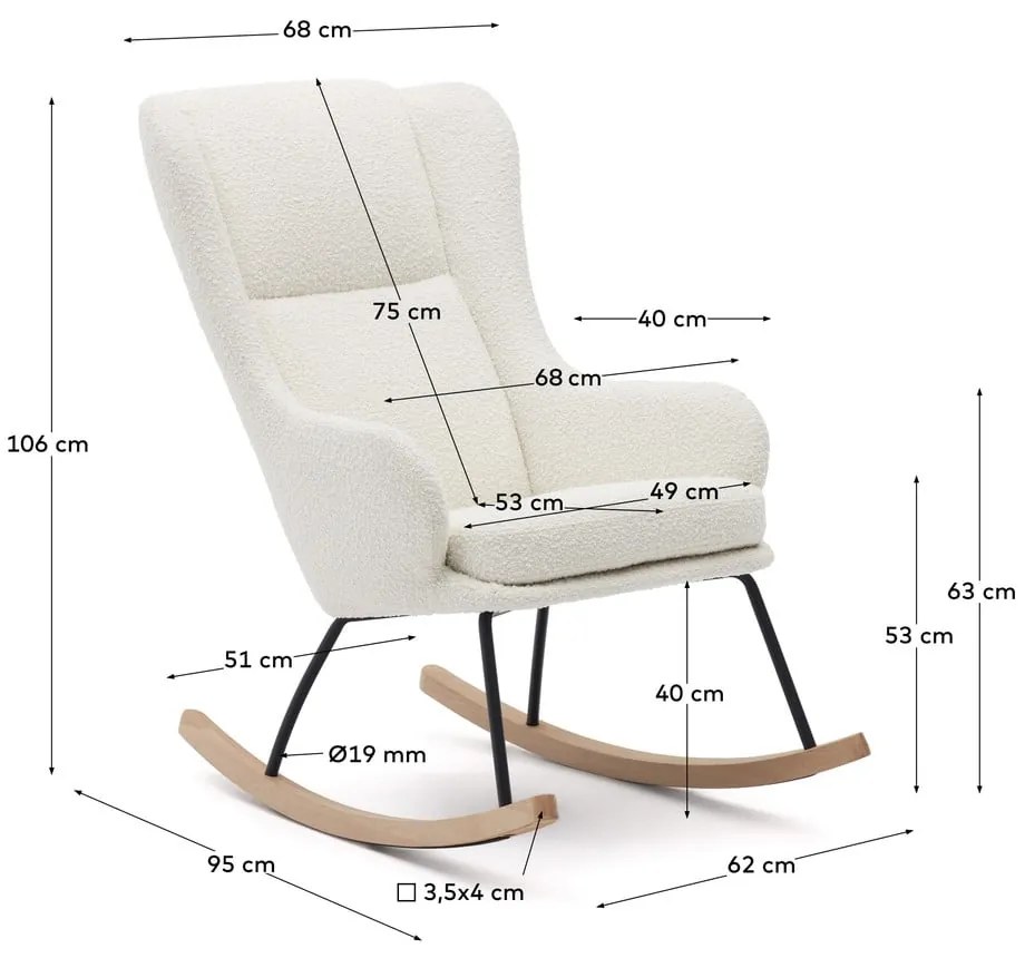 Fehér buklé hintafotel Maustin – Kave Home